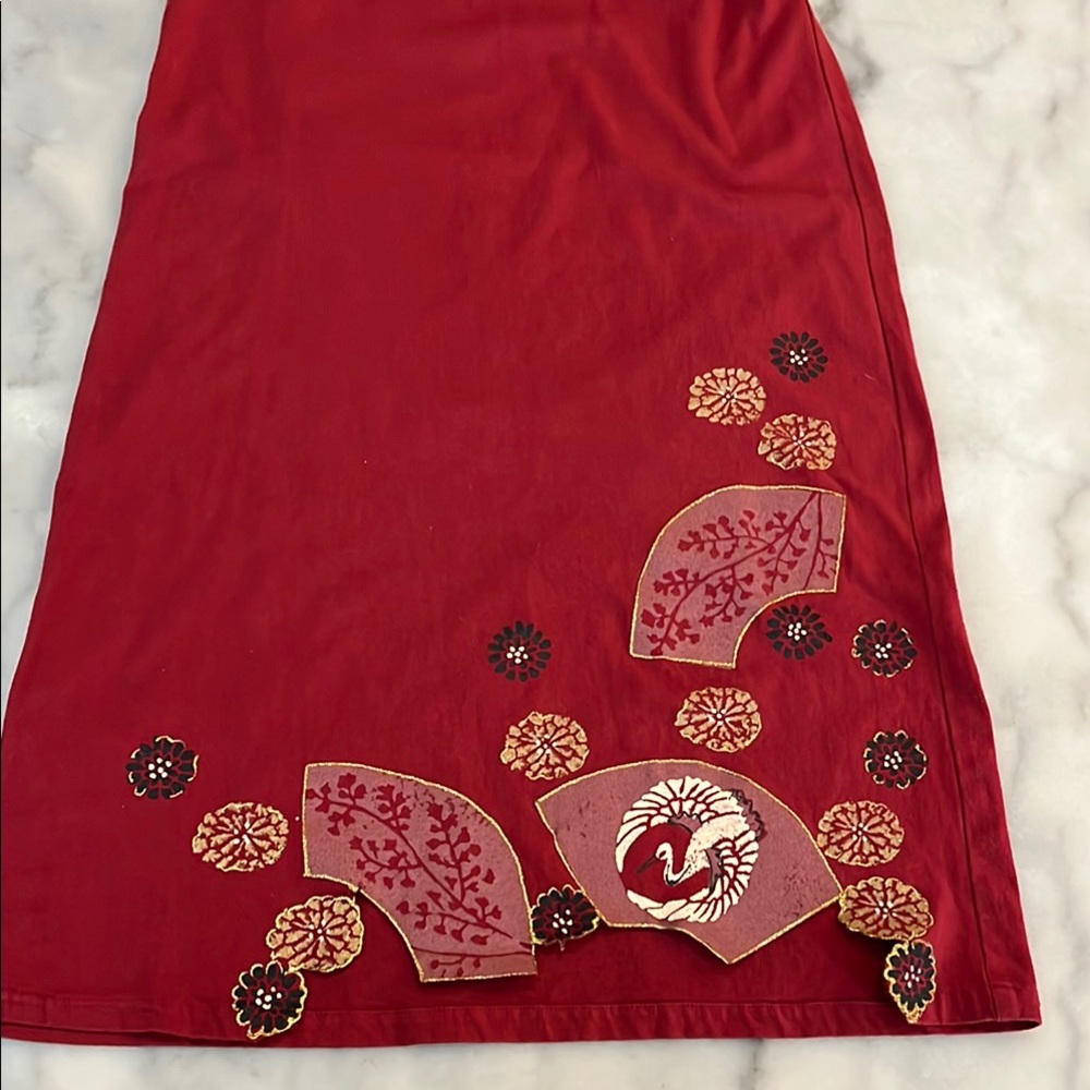 🎈Islandwear Hawaiian Asian Red Fans Maxi Sundress🎁Sale Fill $20 Box up to 5lbs📦 - Picture 5 of 5